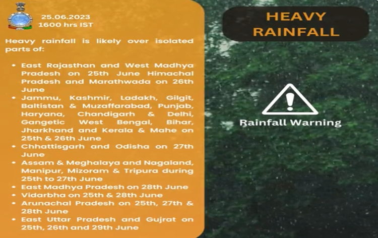 Heavy to very heavy rainfall over Eastcentral and parts of Northwest India during next five days